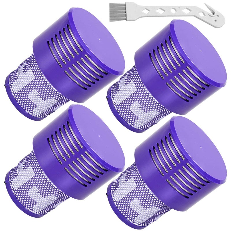 LhhTing V10 Replacement Filters - 4 Pack for Dyson V10 Cyclone Series, Absolute, Animal, Total Clean, SV12 - Includes 1 Clean Brush - Image 1